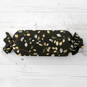 Biante Vankúš valec bonbon Sandra SA-722 Vetvičky s lístkami na tmavo zelenom 15x40 cm