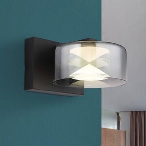 Belinda LED nástenné svetlo, dymovo sivá, šírka 15 cm, sklo
