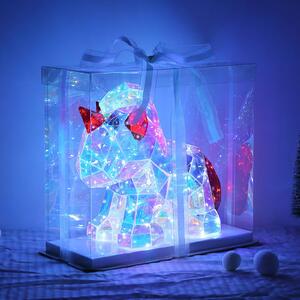Stolová LED lampa Brondar jednorožec, červená, výška 26 cm