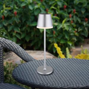 Solarna lampa, kov, strieborná farba, výška 41 cm, IP44