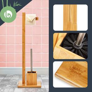 Blumfeldt WC garnitúra, vrátane toaletnej kefy, 23 × 74 × 19,5 cm, odolná proti vlhkosti, bambus