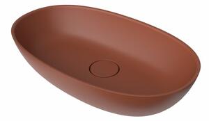 Umývadlo na dosku SAT Aula 60x36 cm cooper brown mat bez otvoru pre batériu, bez prepadu SATAU6036CB