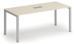Stôl SQUARE 1800 x 800 x 750, buk + stolová zásuvka TYP I, strieborná