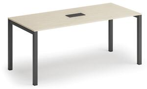 Stôl SQUARE 1800 x 800 x 750, dub prírodný + stolová zásuvka TYP I, čierna