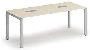 Stôl SQUARE 2000 x 800 x 750, sivá + 2x stolná zásuvka TYP I, strieborná