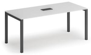 Rokovací stôl PRIMO SQUARE, 180x80 cm, biela + stolná zásuvka TYP I, čierna