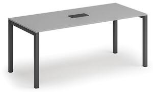 Rokovací stôl PRIMO SQUARE, 180x80 cm, sivá + stolná zásuvka TYP I, čierna