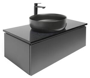 Kúpeľňová skrinka s žulovou krycí doskou a umývadlom SAT Feel 100x30x46 cm antracit SATFEEL100ANTZB