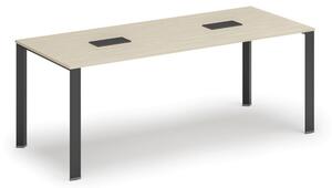 Stôl INFINITY 2000 x 900 x 750, breza + 2x stolná zásuvka TYP IV, čierna