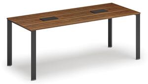Stôl PRIMO INFINITY 2000 x 900 x 750, orech + 2x stolná zásuvka TYP I, čierna