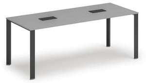 Stôl PRIMO INFINITY 2000 x 900 x 750, sivá + 2x stolná zásuvka TYP I, čierna