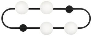 Nástenná lampa čierna kov železo 70 cm so 4 sklenenými svietidlami moderný dizajn guľaté tienidlá moderné osvetlenie