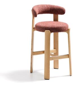 Barová stolička z jaseňového dreva v terakotovej farbe/v svetlo prírodnej farbe (výška sedadla 75 cm) Granite – Kave Home
