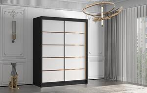 Šatníková skriňa FLAVIO IV 150 cm - čierna/biela