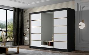 Šatníková skriňa AMBER VI 250 cm - čierna/biela
