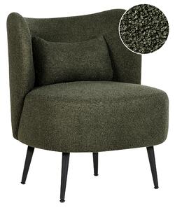 Kreslo tmavozelené buklé čalúnenie čierne nohy zaoblené operadlo retro glamour art deco štýl obývačka spálňa
