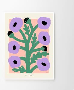 The Poster Club Plagát Purple Poppies by Madelen Möllard 30x40