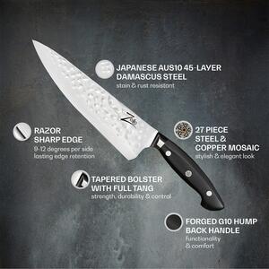 Zelite Infinity by Klarstein Executive-Plus, 8" prémiový kuchársky nôž, 61 HRC, damašková oceľ