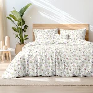 Goldea bavlnené posteľné obliečky - farebné lúčne kvety na bielom 140 x 220 a 70 x 90 cm