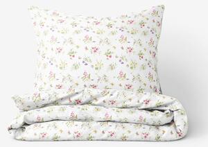 Goldea bavlnené posteľné obliečky - farebné lúčne kvety na bielom 140 x 200 a 70 x 90 cm