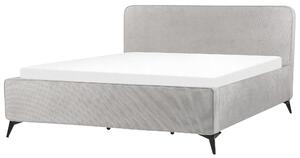 Rám postele s čelom svetlosivé polyesterové čalúnenie čierne kovové nohy 180 x 200 cm klasický minimalistický štýl spálňa