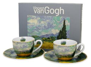 Porcelánová šálka s podšálkou Van Gogh Wheat Field 90 ml sada 2ks