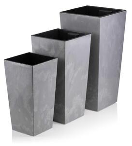 PLASTOVÝ KVETINÁČ PORTO SADA 3KS 67,7X35 CM+46,5X25 CM+57X30 CM IMITÁCIA BETÓNU SIVÁ