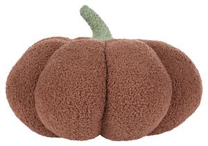 Dekoratívny vankúš v tvare tekvice hnedý z buklé ⌀ 35 cm halloweenska dekorácia