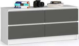 Komoda K120 4SZ - biela/sivá