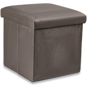 Hnedý skladací taburet CUBEXO VELVET M