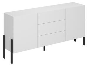 Komoda so zásuvkami Wezilo 184 cm - biely supermat / čierne nožičky
