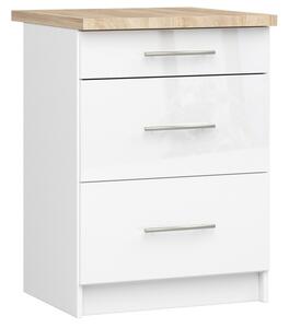 Kuchynská skrinka OLIVIA S60 3SZ - biela/biely lesk