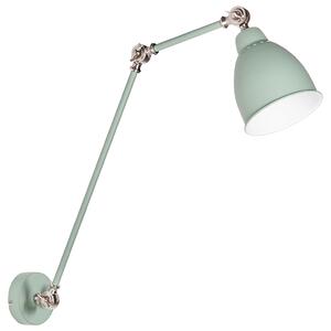 Nástenná lampa svetlozelená kovová ø 14 cm matný povrch dlhé nastaviteľné rameno svetlo na čítanie moderný dizajn