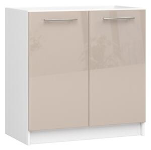 Kuchynská skrinka OLIVIA S80 - biela/cappuccino lesk