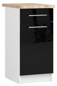 Kuchynská skrinka OLIVIA S40 SZ1 - biela/čierny lesk