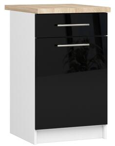 Kuchynská skrinka OLIVIA S50 SZ1 - biela/čierny lesk