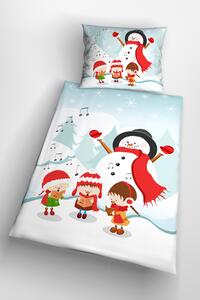 Glamonde luxusné obliečky Frosty s vianočným motívom a so snehuliakom pre najmenšie deti. 140×200 cm