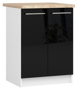 Kuchynská skrinka OLIVIA S60 2D - biela/čierny lesk