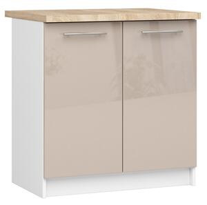 Kuchynská skrinka OLIVIA S80 - biela/cappuccino lesk
