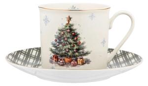 Altom Porcelánová šálka s podšálkou Christmas Tree 260 ml