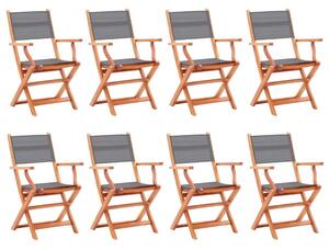 Skladacie záhradné stoličky 8 ks sivé eukalyptus a textilén