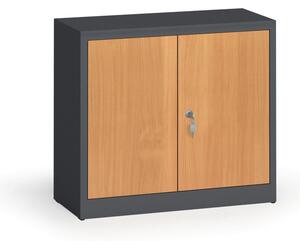 Zvárané skrine s lamino dverami, 800 x 920 x 400 mm, RAL 7016/buk
