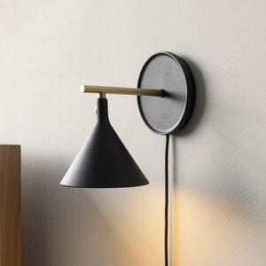 Audo LED nástenné svietidlo Cast, čierne, IP44, stmievač, zástrčka