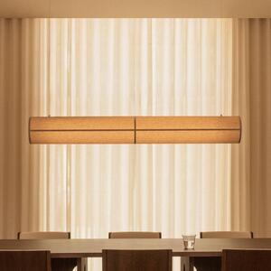 Závesné svietidlo Audo Hashira Linear, prírodná farba, dĺžka 140 cm, Krémová / jantárovo žltá, Obývacia izba / jedáleň, Textil / látka / hodváb, Závesné svietidlo