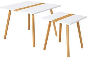 SADA ZASÚVACÍCH STOLÍKOV, prírodná farba, biela, drevo, 60/40/60/40/45/40 cm PBJ - Online Only obývacie izby, Online Only