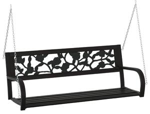 Záhradná hojdacia lavička 125 cm oceľ a plast čierna
