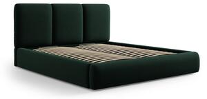 Tmavozelená zamatová čalúnená dvojlôžková posteľ s úložným priestorom s roštom 180x200 cm Brody – Mazzini Beds