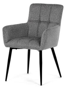 Autronic - Židle jídelní, světle šedá látka, černý kov - DCH-P3146 SIL2