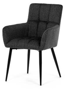 Autronic - Židle jídelní, tmavě šedá látka, černý kov - DCH-P3146 GREY2