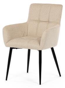 Autronic - Židle jídelní, krémová látka, černý kov - DCH-P3146 CRM2